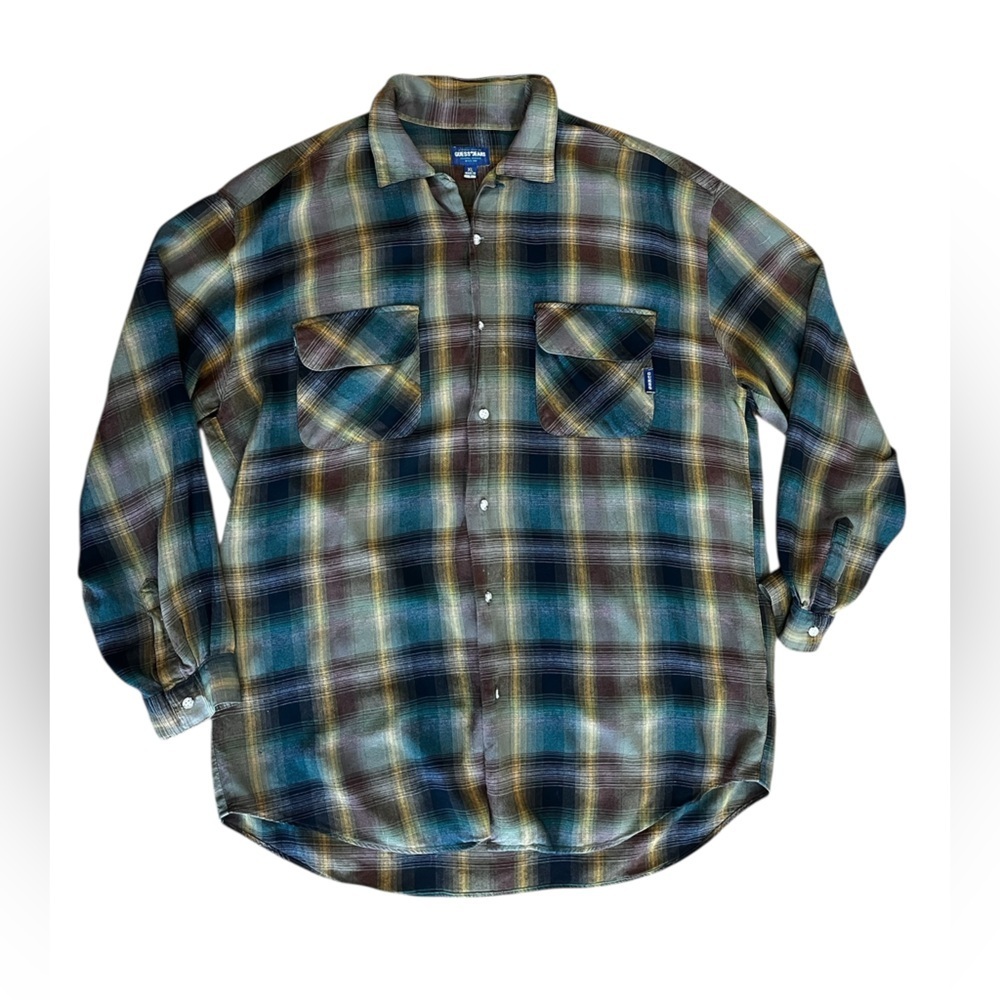 Grunge 90s Guess U.S.A. Rayon Vintage Button Up plaid Hong Kong size XL
